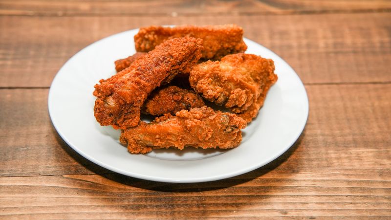 Buffalo wings crispy appetizer with blue cheese dip
